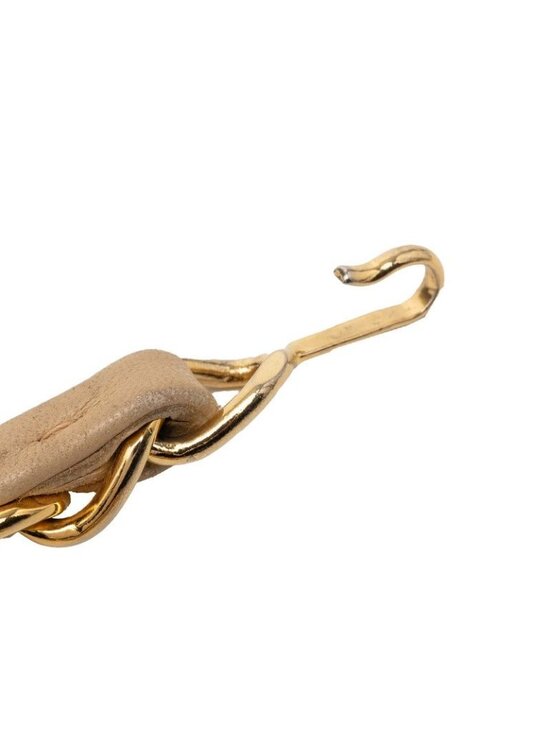 Chanel CC Logo Chain Belt Beige Gold Plated Leather